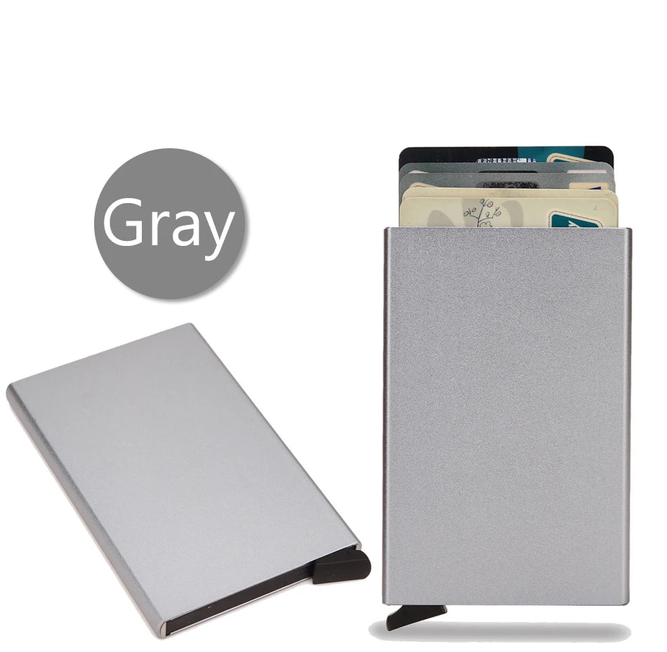 Portafoglio RFID Smart Porta Carte Metallo Sottile Uomo Donna Portafogli Pop Up Minimalista Piccolo Portafoglio Nero Valigetta per Uomo