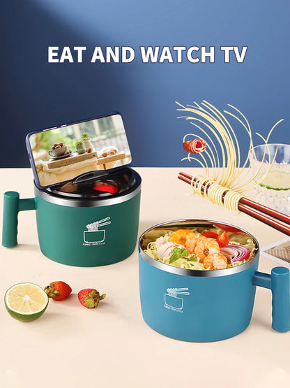 Ciotola in acciaio inossidabile con coperchio per noodles istantanei, ciotola di scarico sigillata e portatile per utensili da cucina Instant Noodle Partner