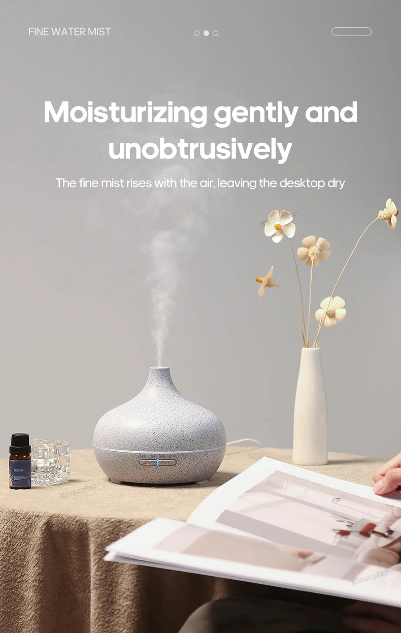 Diffusore di aromaterapia con venature del legno, umidificatore USB, purificatore d'aria da tavolo, diffusore di aromi a nebbia fredda/set di oli essenziali