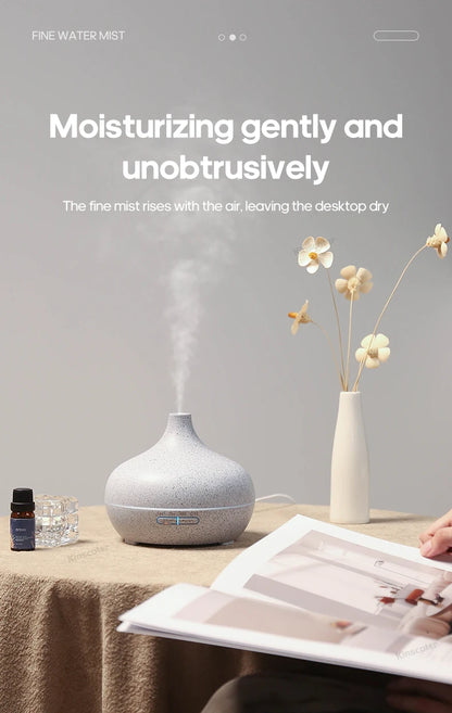 Diffusore di aromaterapia con venature del legno, umidificatore USB, purificatore d'aria da tavolo, diffusore di aromi a nebbia fredda/set di oli essenziali