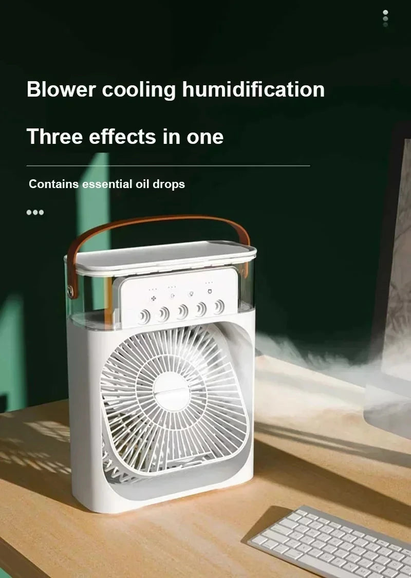 Nuovo condizionatore d'aria 3 in 1, mini raffrescatore d'aria per uso domestico, luce notturna a LED, umidificatore portatile, ventilatore per la regolazione dell'aria, ventilatore per ufficio e casa