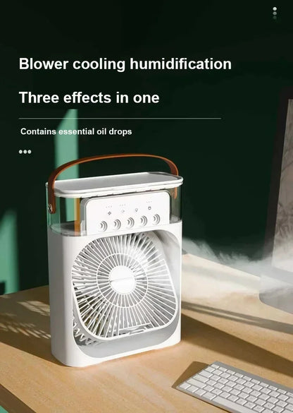 Nuovo condizionatore d'aria 3 in 1, mini raffrescatore d'aria per uso domestico, luce notturna a LED, umidificatore portatile, ventilatore per la regolazione dell'aria, ventilatore per ufficio e casa