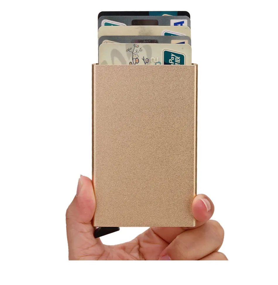 Portafoglio RFID Smart Porta Carte Metallo Sottile Uomo Donna Portafogli Pop Up Minimalista Piccolo Portafoglio Nero Valigetta per Uomo