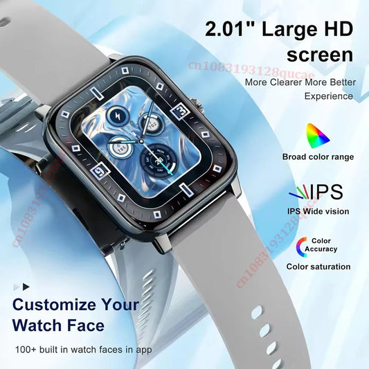 2026 Smart Watch Android iOS Telefono 2.01 pollici Schermo a colori Bluetooth Rispondi alle chiamate Orologi fitness Tracker Smartwatch Donna Uomo Nuovo