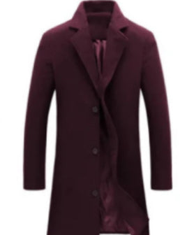 Cappotti casual da uomo in lana tinta unita, autunno e inverno