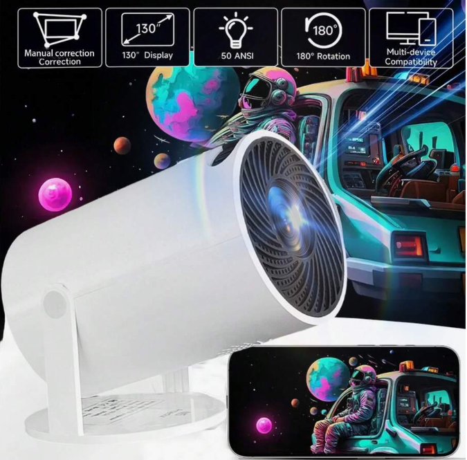 Proiettore portatile intelligente 1080P con WiFi e wireless, adatto per l'home theater